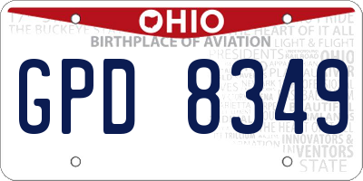 OH license plate GPD8349