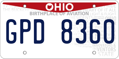 OH license plate GPD8360