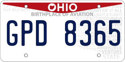 OH license plate GPD8365