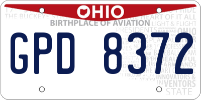 OH license plate GPD8372