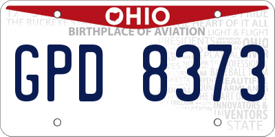 OH license plate GPD8373