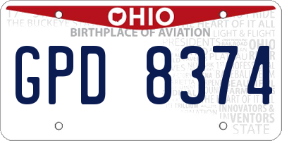 OH license plate GPD8374