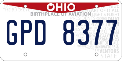 OH license plate GPD8377
