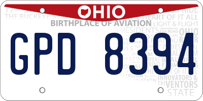 OH license plate GPD8394