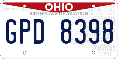 OH license plate GPD8398