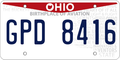 OH license plate GPD8416