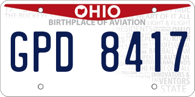 OH license plate GPD8417