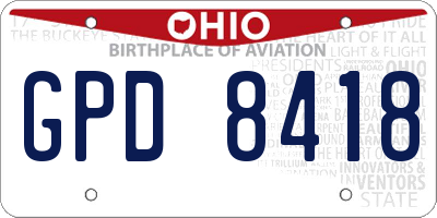 OH license plate GPD8418