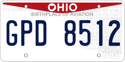 OH license plate GPD8512