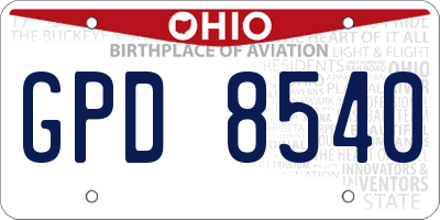 OH license plate GPD8540