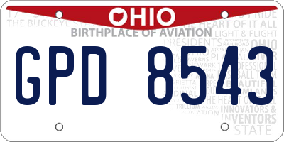 OH license plate GPD8543