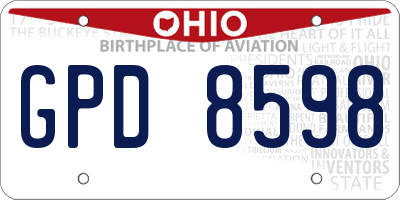 OH license plate GPD8598