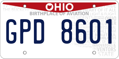 OH license plate GPD8601