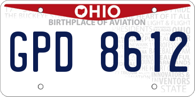 OH license plate GPD8612