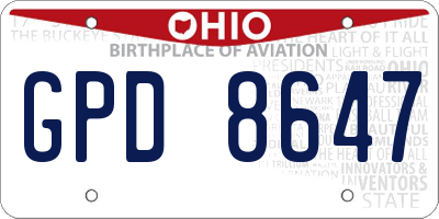 OH license plate GPD8647