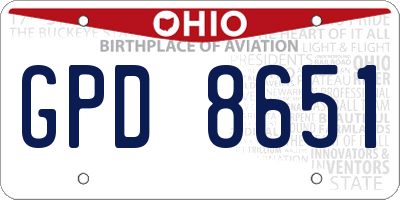 OH license plate GPD8651