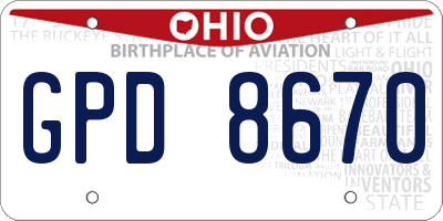 OH license plate GPD8670