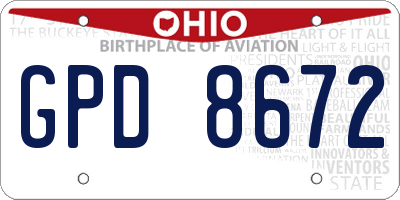 OH license plate GPD8672