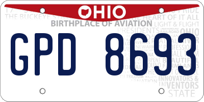 OH license plate GPD8693