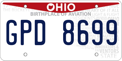 OH license plate GPD8699