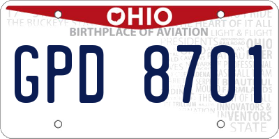 OH license plate GPD8701