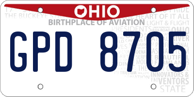 OH license plate GPD8705