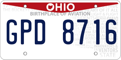 OH license plate GPD8716