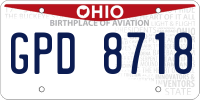 OH license plate GPD8718