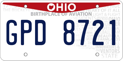 OH license plate GPD8721
