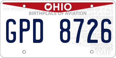 OH license plate GPD8726