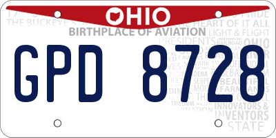 OH license plate GPD8728