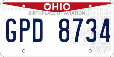OH license plate GPD8734