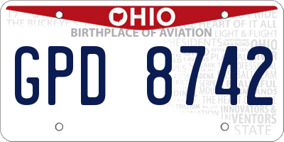 OH license plate GPD8742