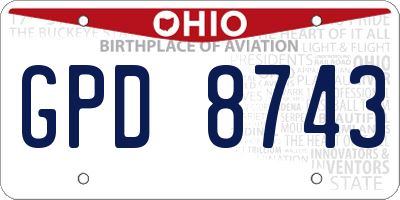 OH license plate GPD8743