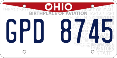 OH license plate GPD8745