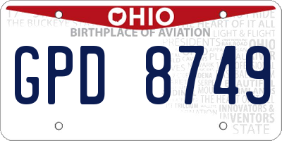 OH license plate GPD8749