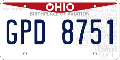 OH license plate GPD8751