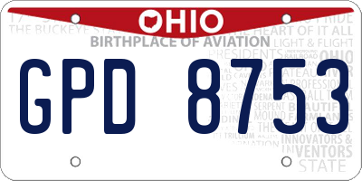OH license plate GPD8753