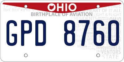 OH license plate GPD8760