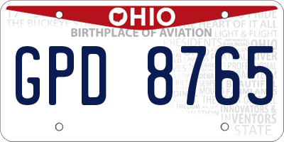 OH license plate GPD8765