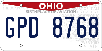 OH license plate GPD8768