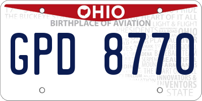 OH license plate GPD8770
