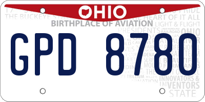 OH license plate GPD8780