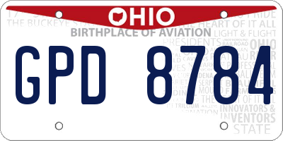 OH license plate GPD8784