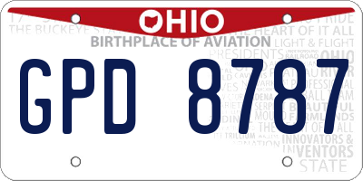 OH license plate GPD8787