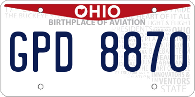 OH license plate GPD8870