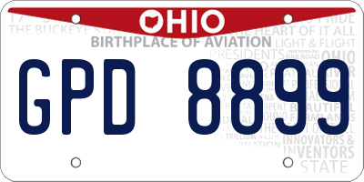 OH license plate GPD8899