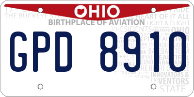 OH license plate GPD8910