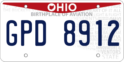 OH license plate GPD8912