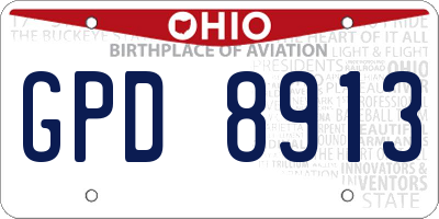OH license plate GPD8913